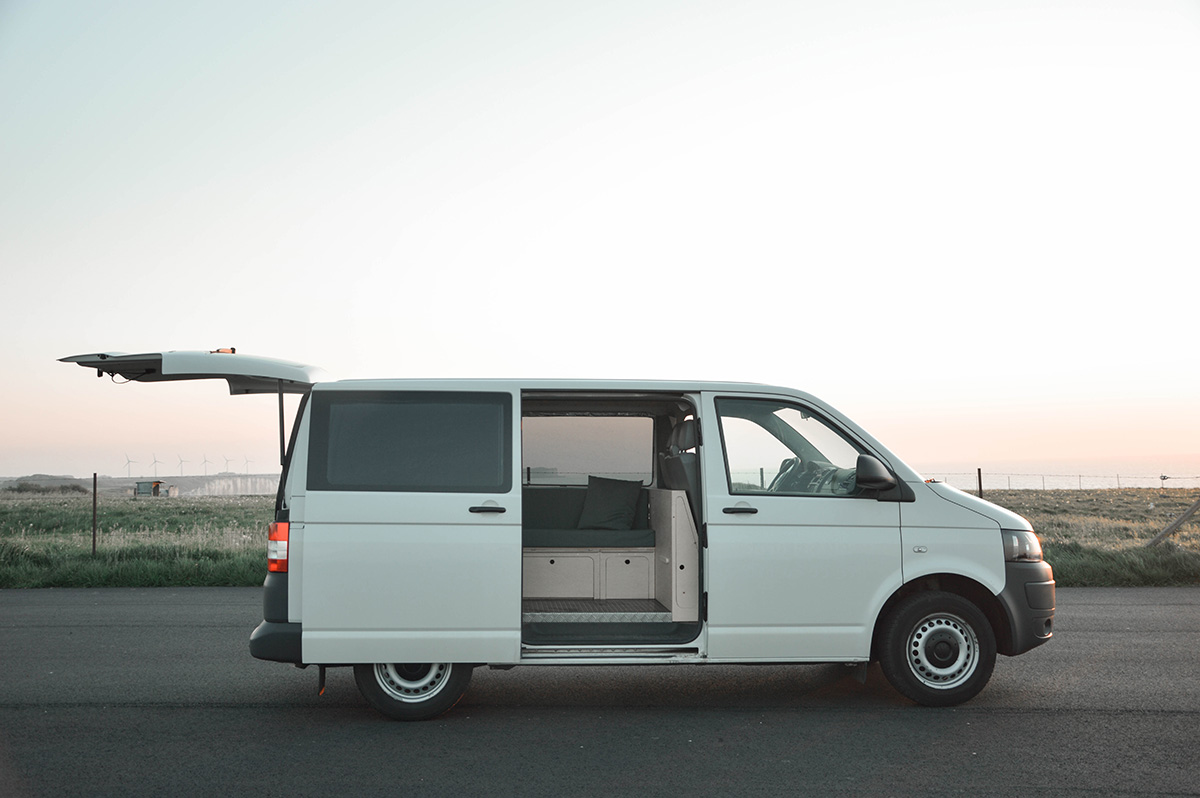 camper van on the cliff